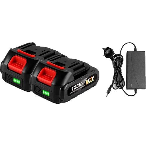 Batteria per motosega elettrica, alta capacità, ampia compatibilità, 2 caricabatterie 128VF-1 (1/2)
