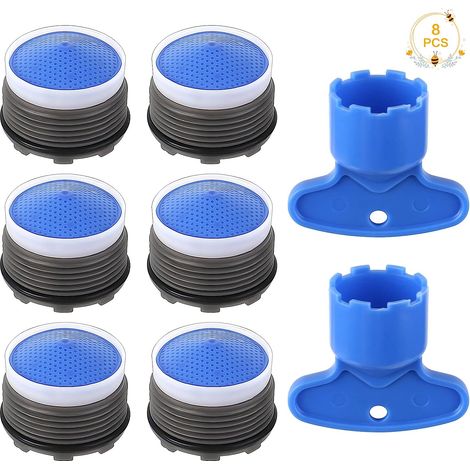 Mousseur Robinet, 8Pcs Filtre Robinet avec Aérateurs Intégrés, Économiseur d'Eau pour Robinet avec Outil de Clé Filtre d'Insertion Aérateur de Restricteur pour Cuisine Salle de Bain (1/5)