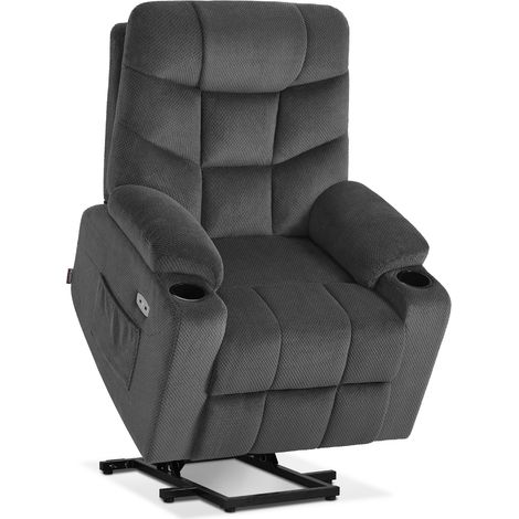 M MCombo Fernsehsessel mit Aufstehhilfe Elektrisch, Sessel mit Aufstehhilfe, fernsehsessel mit liegefunktion bis 140°, Seniorensessel für Wohnzimmer, mit USB 7286 (Stoff, Dunkelgrau) (1/5)