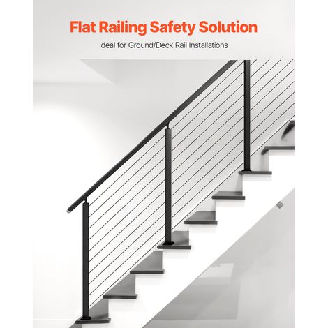Poteau Garde Corps, 914x50,8x50,8 mm, Poteau de Rampe d'Escalier à Câble, avec Trous Pré-percés 30°, Support Horizontal et Incurvé,… (1/5)
