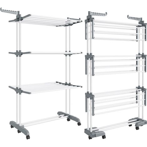 Songmics – Étendoir à linge pliable 4 niveaux – Acier inoxydable et plastique – 63,5 x 125,5 x 173 cm – Grande capacité 41 kg – Utilisation intérieure et extérieure