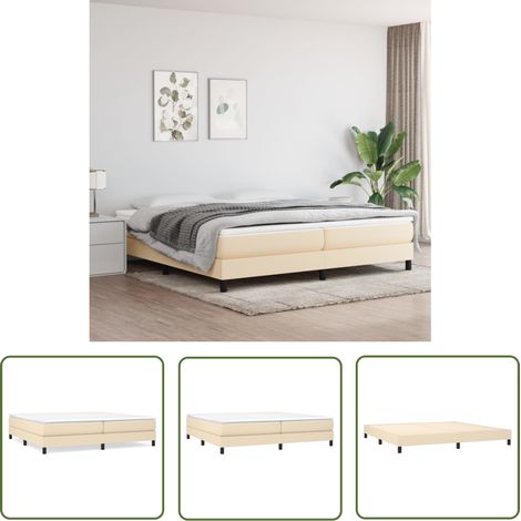 The Living Store Cadre de lit sans matelas crème 200x200 cm tissu - Cadre De Lit - Lit Double - Literie - Meuble Chambre - Sommier (1/5)
