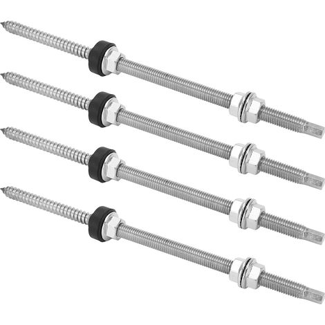Support de fixation photovoltaïque 4 pièces, vis double tête en acier inoxydable, résistante à la corrosion, pour installation de panneaux solaires. (1/5)