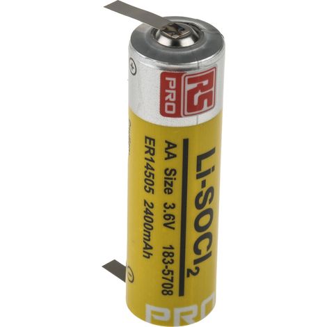 Pile AA RS PRO 3.6V Lithium Thionyle Chloride, 2.4Ah ( Prix pour 1 )