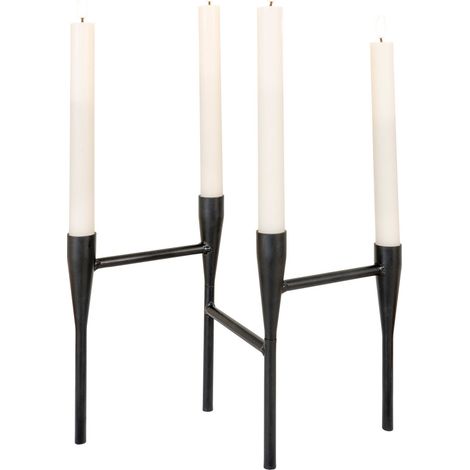 Portacandele in acciaio nero a quattro bracci 5x28x21 cm