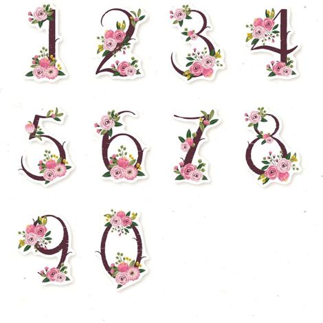 30 Autocollants Numéros Floraux Élégants - Adhésifs Décoratifs pour Album, Cahier, Stylé et Créatif (1/5)