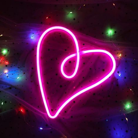 LED Neon Light-Heart Shape (Battery + USB)-Pink (1/5)