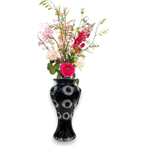 Vase Décoratif XL Golden 4 Circle Design Moderne Blanc Doré et Noir pour Buffet et Cheminée - PANGIVO (1/5)