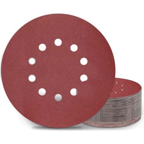 225 mm sanding discs, 25 round sanding pads P180 grit 10 holes, for long neck sanders, drywall grinders and giraffe sanders (1/5)