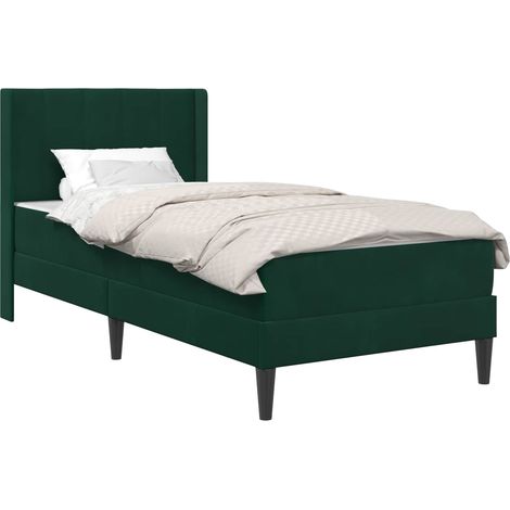 Bed Frame with Mattress Dark Green 90 x 200 cm Velvet vidaXL