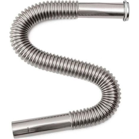 SABIR Siphon Flexible en acier inoxydable, tuyau d'évacuation Flexible pour évier, salle de bains, cuisine, Tube d'eau (1/5)