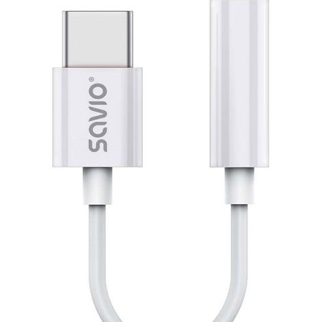 Adattatore SAVIO USB-C - Mini Jack 3,5 mm: bianco, 11 cm (1/3)