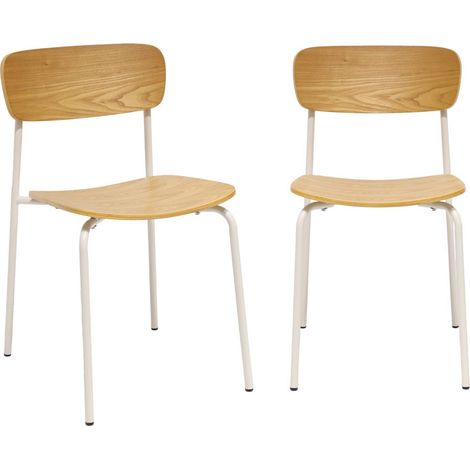 sweeek - 2er-Set Vintage Stühle aus Metall und Sperrholz Beige / Esche