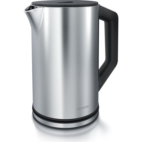 Arendo Wasserkocher 1,5 l 2200 W, Edelstahl, Doppelwand, Temperaturwahl 40 - 100°C mit Anzeige, silber (1/5)