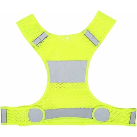 Gilet de Course Réfléchissant, Jaune Fluorescent Taille Réglable Gilet Réfléchissant Haute Visibilité Gilet de Sécurité de Course de Nuit avec Poches XL (1/4)