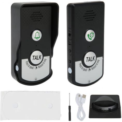 Sonnette interphone vocale (lot de 2), sonnette sans fil intelligente rechargeable par USB (portée 1000 m), sonnette interphone sans fil étanche pour la maison et le bureau - (1/5)