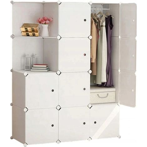 Armadio da 111x47x147 cm in finitura bianca, moderno e funzionale. (1/5)