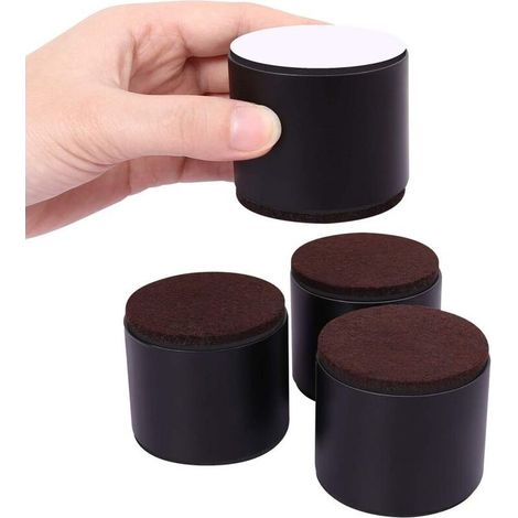 4 Pcs Rehausseurs de Meubles Adhesif Pieds de Lit Rond Hauteur 5cm Noir Pieds de Meubles pour Canapé Armoire Table (1/4)