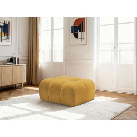 BOBOCHIC - Pouf MELISSE tissu chiné Jaune (1/5)