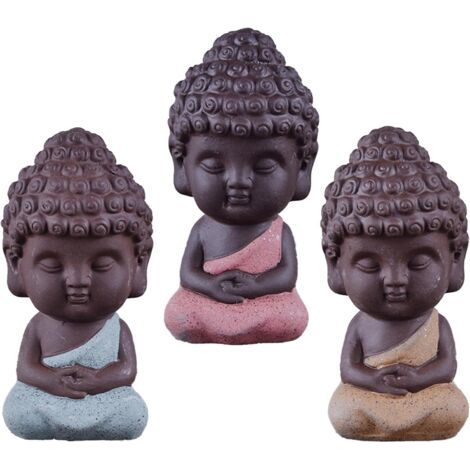 3 Pièces Bouddha Mignonne Statue de Mönch, Petit Bouddha Mignon, Statue De Bouddha Moine Figurine, Petit Bouddha Artisanat, Cadeaux Classiques Délicats Arts et Artisanat (1/4)