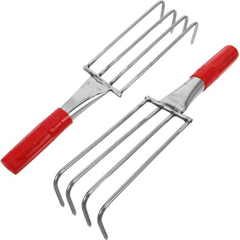 Outil de Ramassage de Palourdes de Plage 2 Pièces en Acier Inoxydable 32 Cm, Râteau à Griffes à 4 Dents pour Creuser Le Sable, Outil Manuel pour Ramasser Coquillages et (1/5)