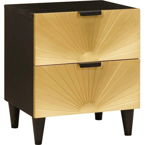 Mesa de noche Negro y dorado 40 x 33 x 46 cm vidaXL