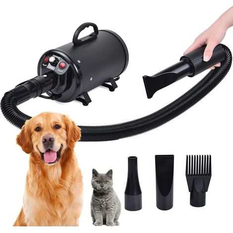 Petmoko Souffleur pour Chien 4.5HP / 2200W et température réglable Sèche-Cheveux pour Chien Sèche-Cheveux pour Animaux de Compagnie,Toilettage de Chien de Compagnie avec 4 Accessoires(Noir) (1/4)