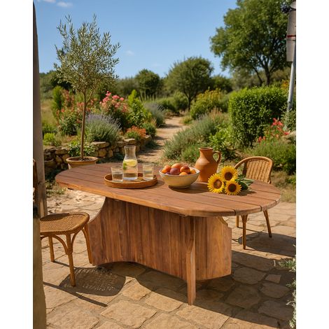 Puzzle - Table de jardin en bois massif de teck recycle (1/5)