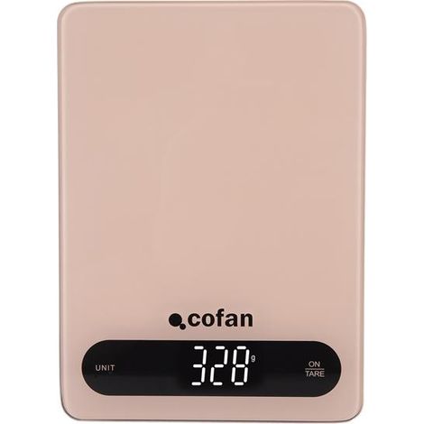 Báscula de cocina digital 10 kg, 4 sensores de precisión, vidrio templado 3 mm (1/4)