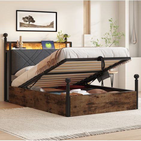 letto struttura letto 90x190 contenitore LED USB nero OKMYHOME (1/5)