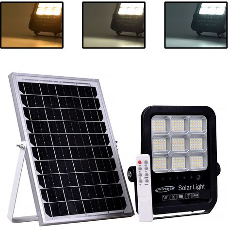 FARETTO LED SOLARE 100W CON CCT SWITCH 3 TEMPERATURE COLORE - ILLUMINAZIONE ESTERNA AD ENERGIA SOLARE IP65 BATTERIA 12H (1/5)