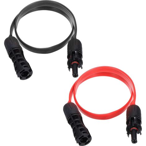 1 Paire de câble de connexion pour panneau solaire, 12AWG 1500V Mâle à femelle câble d'extension pour panneau solaire, Câble d'extension solaire, Noir (1/5)