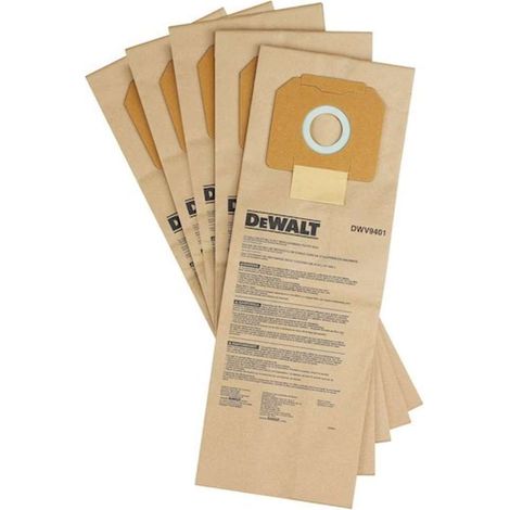 DeWALT - Bolsas de repuesto para aspiradoras, 5 unidades DWV9401