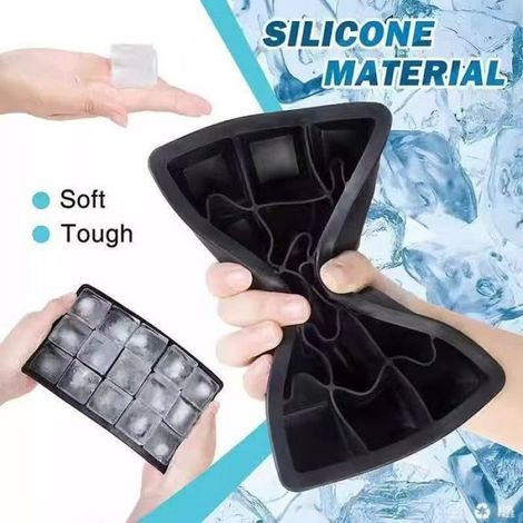 Bac À Glaçons - Silicone Noir Carré 16.5 X 11.5 X 5 Cm - Pour Whisky Et Cocktails - Lot De 2 (1/5)