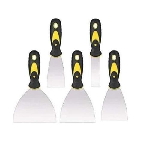 Spatules en acier inoxydable - Lot de 5 - Flexible - Ergonomique - Idéal pour mastic et peinture (1/4)