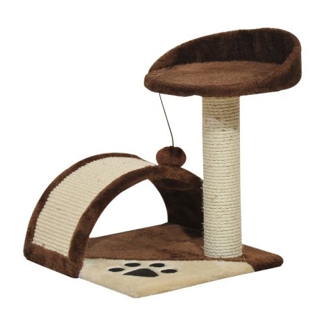 Brown Cat Tree with Scratching Post, Kitten Activity Center, Climber and Hanging Ball for Playful Cats (1/5)