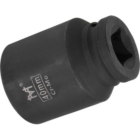 Douille à choc de 40 mm de profondeur avec design à 6 points, acier Cr-V traité thermiquement, longueur 78 mm, tailles métriques (1/5)
