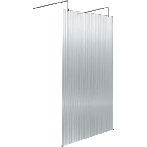 Hudson Reed Fluted Wet Room Screen with Support Arm and Feet 1000mm Wide - 8mm Glass (1/4)