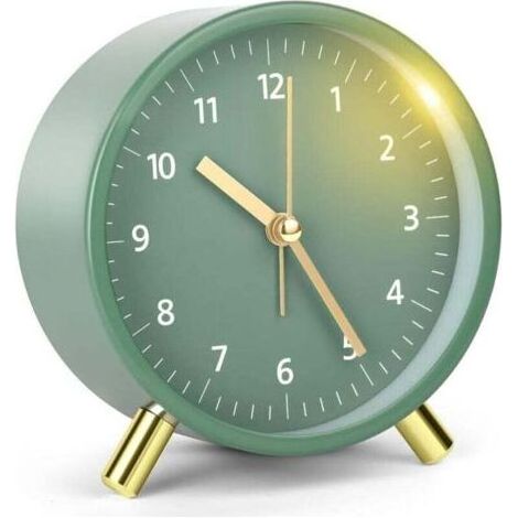 Réveil Analogique Silencieux, Classique avec Veilleuse, Silencieux sans Tic-Tac, Snooze Réveil Chevet Simple Décorative pour Chambre (1/4)