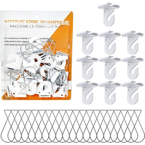 Lot de 30 crochets pour plafond suspendu – 10 crochets blancs robustes pour plafond (1/5)