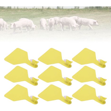 100 Stück/Verkauf wiederverwendbarer tierärztlicher Ohrmarken ohne Etikett für Sauen, Rinder und Schafe Tierhaltungsausrüstung gelb. (1/5)