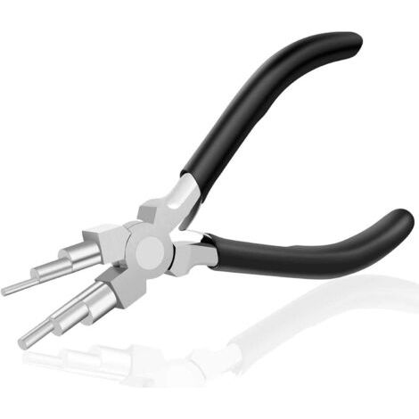 Pince à six sections, pince à bec rond 6 en 1, utilisée pour fabriquer des anneaux ouverts, enrouler du fil, faire des boucles et plier des formes (1/5)