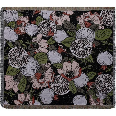 1 pezzo 160 x 130 cm, coperta lavorata a maglia, decorata con frange, stile bohémien, semplice, morbida e confortevole, protegge dal freddo, per divano, poltrona, riposo e pisolino, fiori (1/4)
