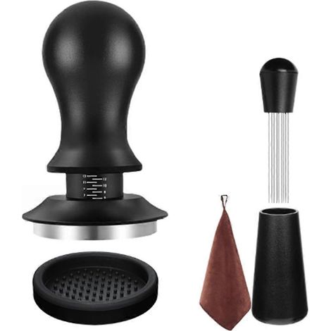 Ensemble de 5 accessoires pour espresso comprenant un tasseur, un outil WDT, une cuillère à café et un bol pour faire mousser le lait (51 mm). (1/5)