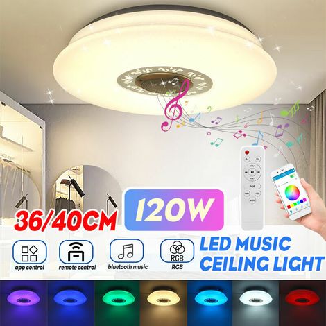 VURAHOME - Plafonnier LED bluetooth 256 RGB Musique Speeker Dimmable Lampe Remote Home APP + Télécommande 40cm 150W (1/2)