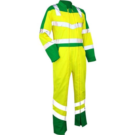 Tuta doppia zip bicolore alta visibilità LMA Vigilance Giallo / Verde 4XL