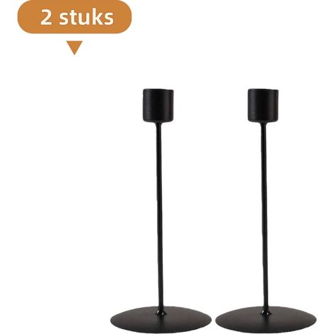 Ensemble de 2 chandeliers vintage pour bougies avec design sobre et décoration romantique de table noir (1/4)