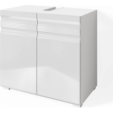 Meuble sous vasque simple Fredd, Blanc Haute brillance, 60x56cm, Vicco