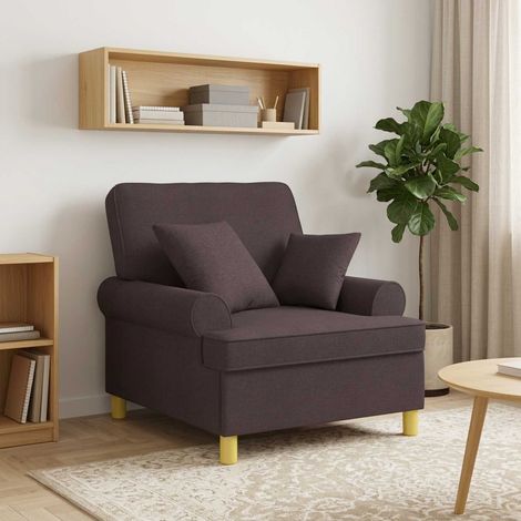 vidaXL Fauteuil XL avec coussins Marron foncé Tissu (1/5)