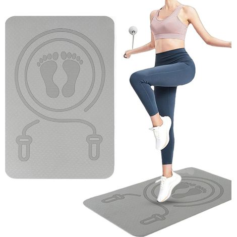 Springseilmatte, Fitnessbodenschutzmatte, geräuscharme Trainingsmatte, stoßdämpfende Fitnessmatte, rutschfestes Trainingsgerät, 40 x 60 cm / 0,6 cm dick
